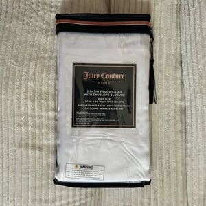 NWT Juicy Couture Satin Pillowcases White
